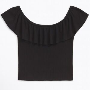 Elegant Black Ruffled Women's Top Zara